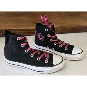 Converse High Tops Girls 13 Black And Pink
